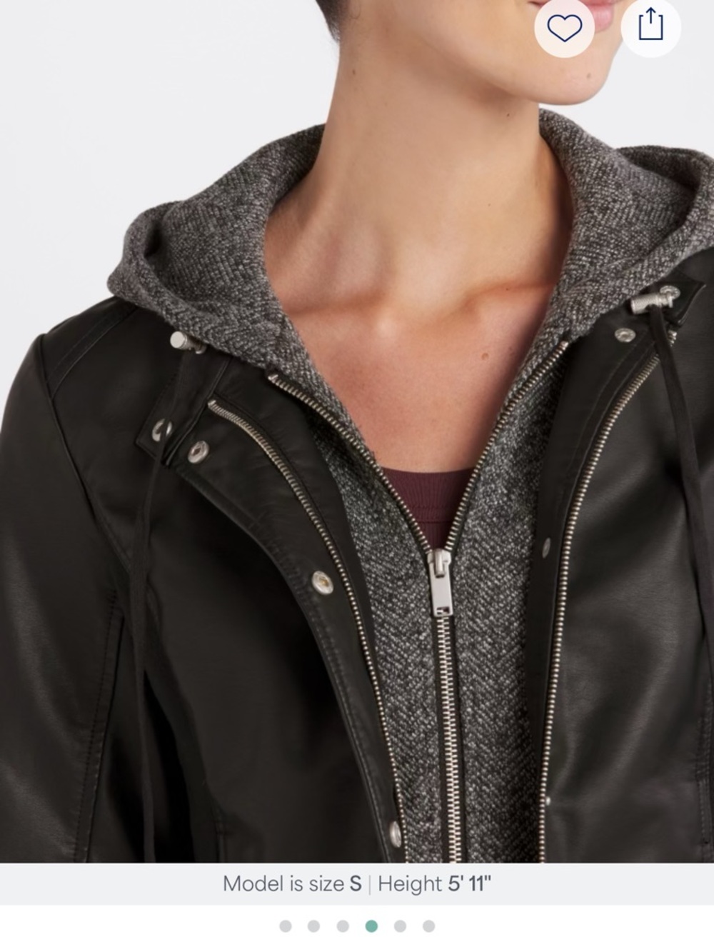 Mo-Ka Mariam Moto Women’s Black Faux Leather Hooded Jacket - Picture 4 of 9